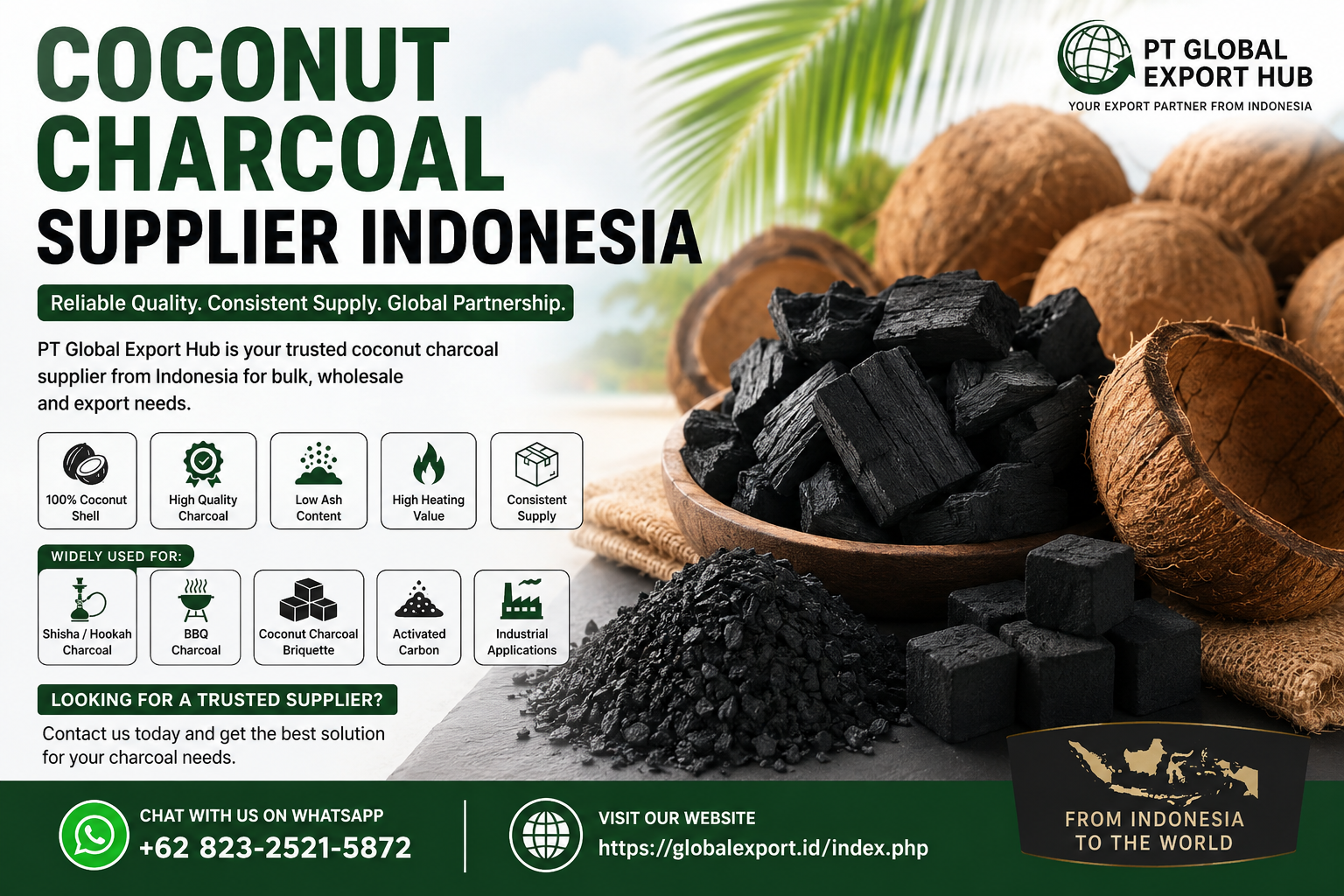 coconut charcoal suppliers Indonesia